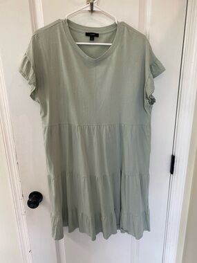 J.Crew Sage Green Tiered Dress
